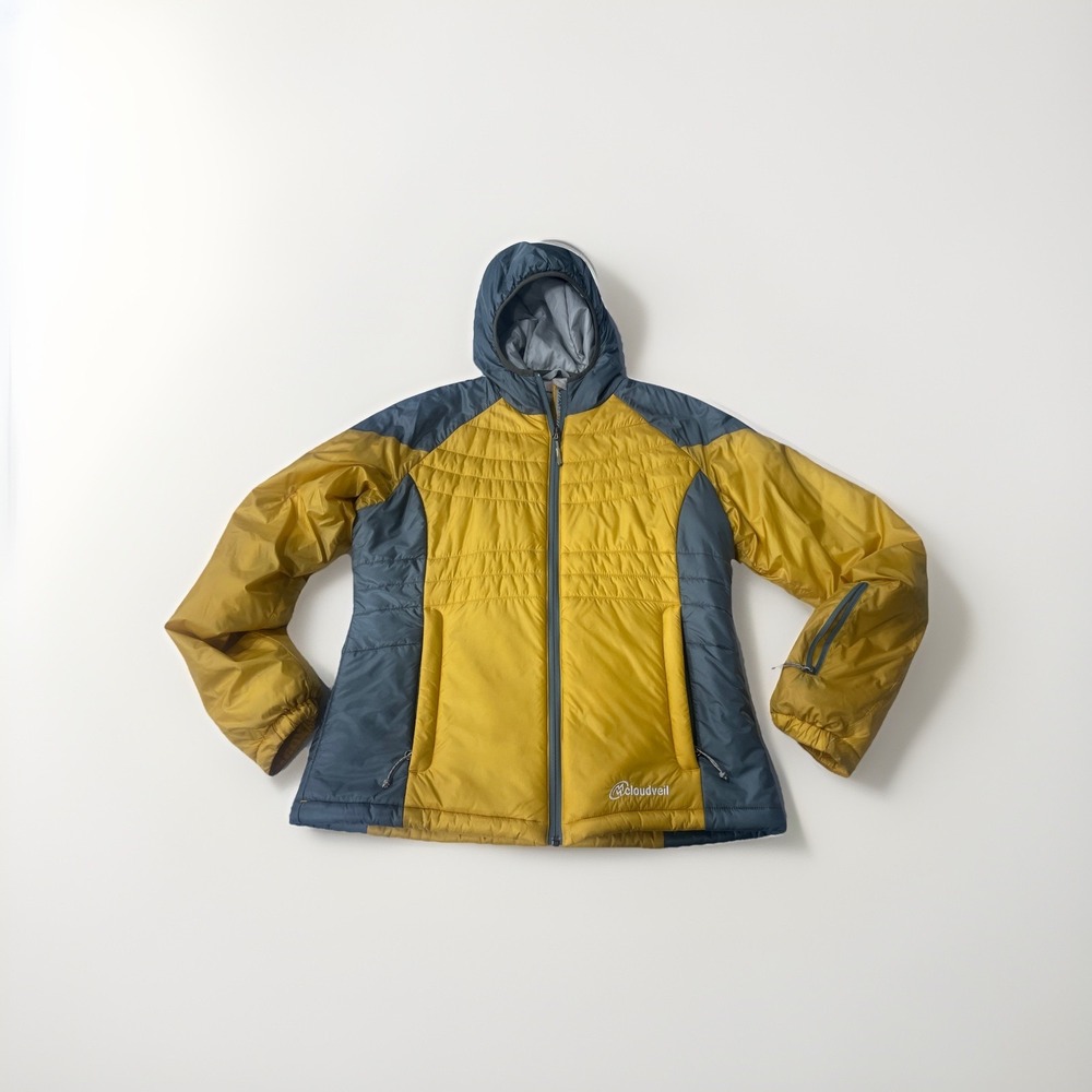 Cloudveil Women's Large Jacket Yellow PrimaLoft Insulated Full Zip Outdoors